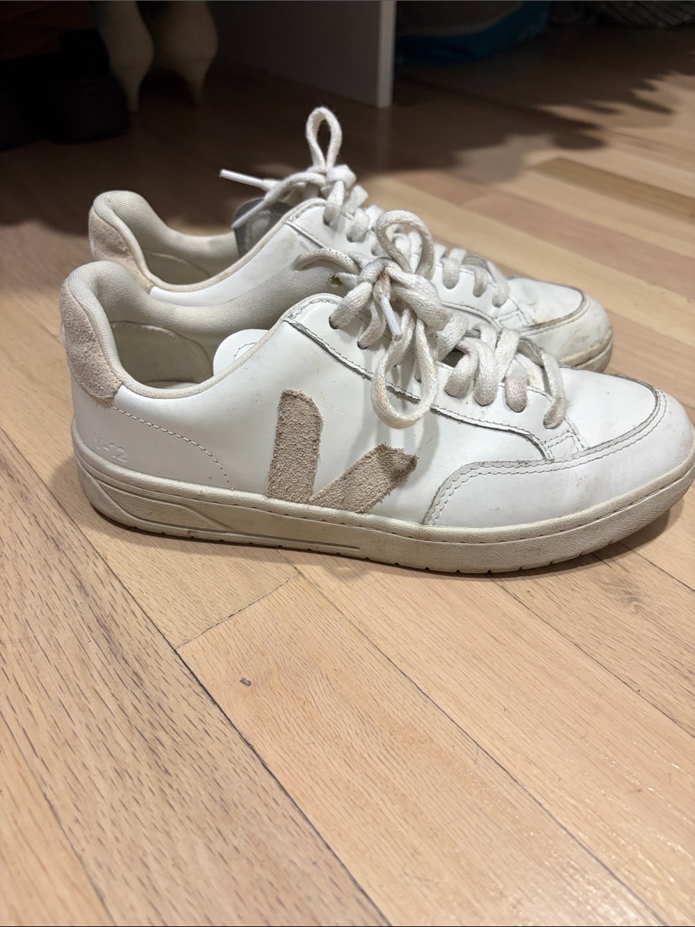 Veja White Leather Sneakers with Tan Suede V US 8